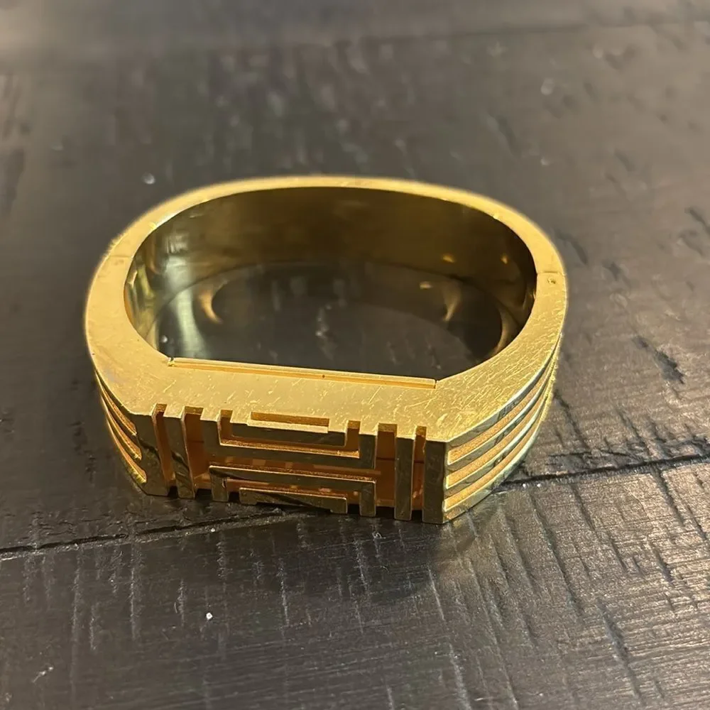Tory Burch Gold Tone Fitbit Metal Bracelet Geometric Keeper Holder